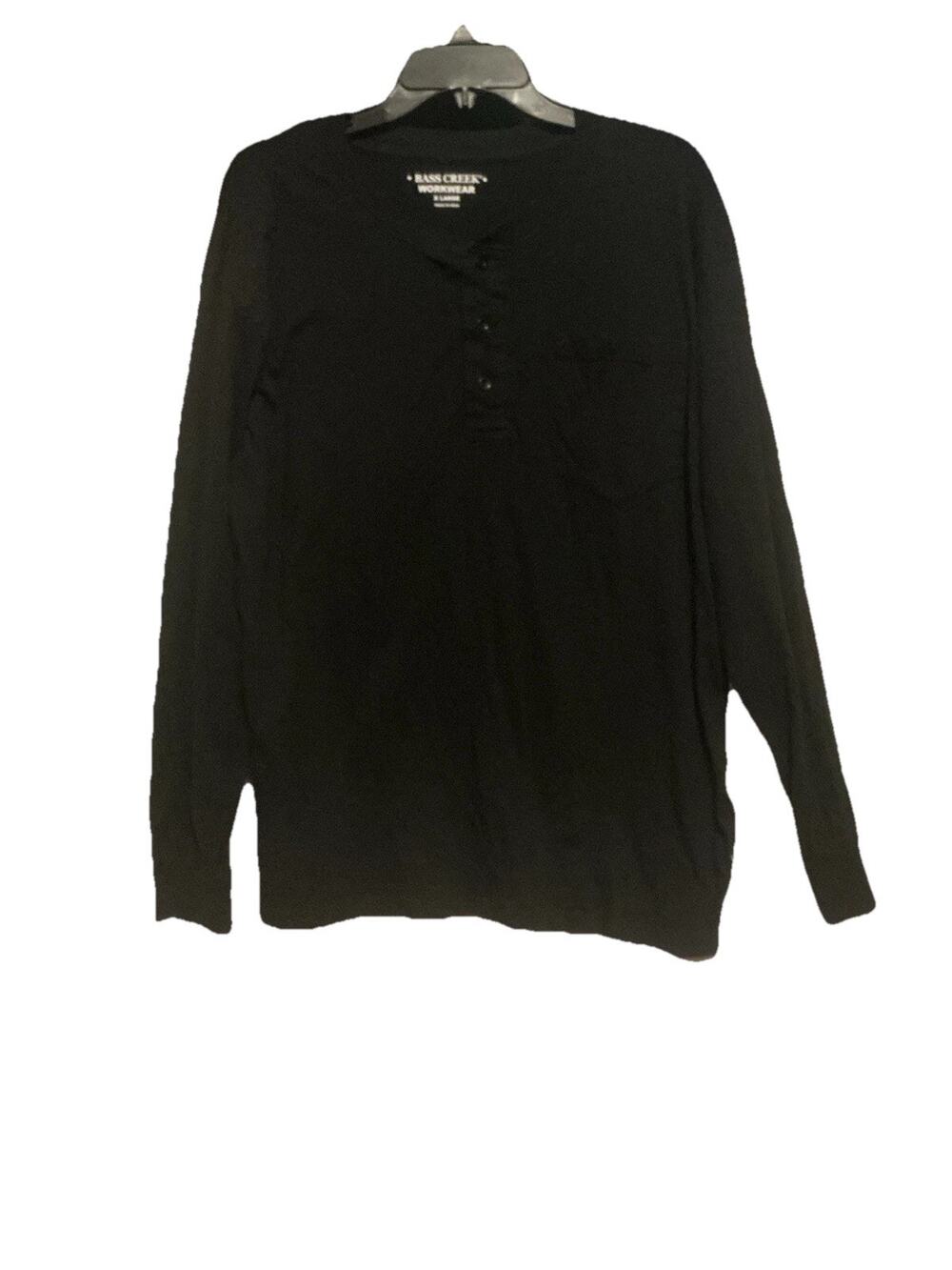 Men’s Bass Creek Workwear Quarter Button Up Long Sleeve Black XL